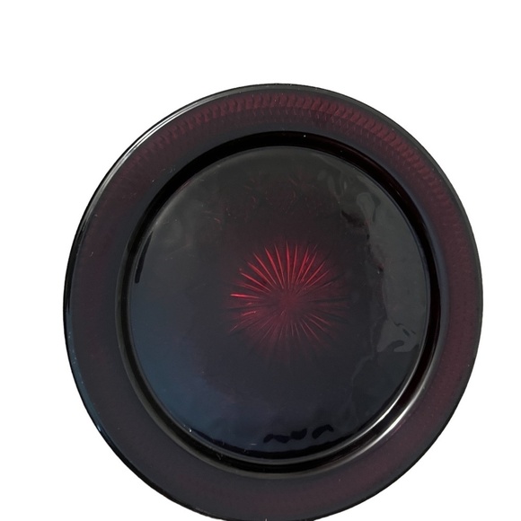 Set of 3 Unmarked Ruby Red Pressed Glass Plates - Picture 3 of 7